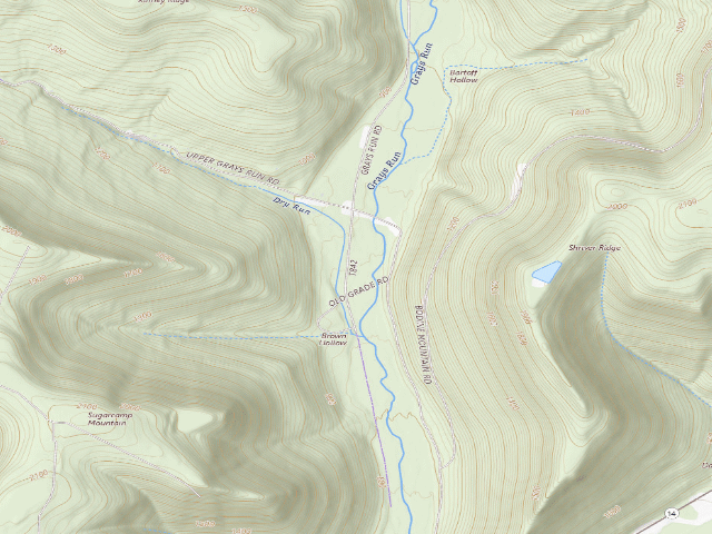 USGS topographic map of Loyalsock State Forest roadside campsite 002