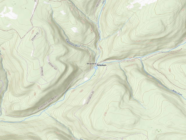 USGS topographic map of Loyalsock State Forest roadside campsite 020 (Masten Camping Area)