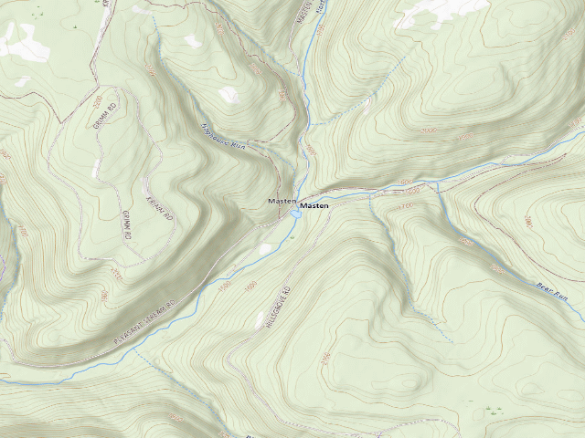 USGS topographic map of Loyalsock State Forest roadside campsite 021 (Masten Camping Area)