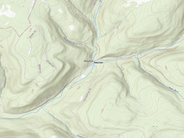 USGS topographic map of Loyalsock State Forest roadside campsite 022 (Masten Camping Area)