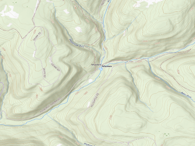 USGS topographic map of Loyalsock State Forest roadside campsite 023 (Masten Camping Area)