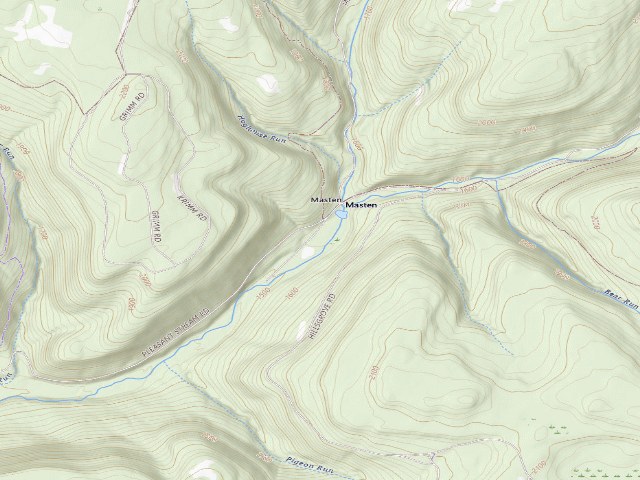 USGS topographic map of Loyalsock State Forest roadside campsite 025 (Masten Camping Area)