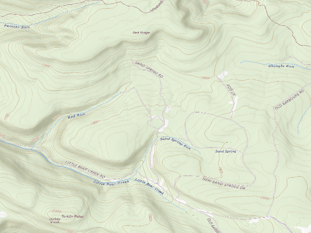 USGS topographic map of Loyalsock State Forest roadside campsite 121 (CCC Camp 145, Camp Conley)