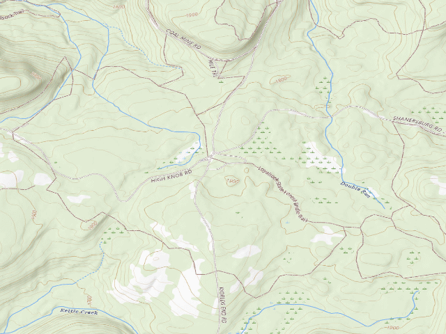 USGS topographic map of Loyalsock State Forest roadside campsite 200