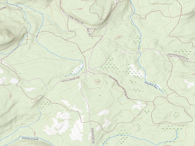 USGS topographic map of Loyalsock State Forest roadside campsite 203