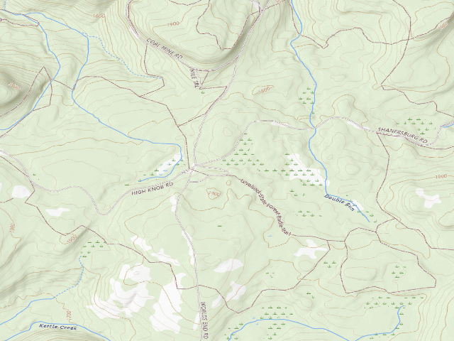 USGS topographic map of Loyalsock State Forest roadside campsite 207