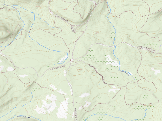 USGS topographic map of Loyalsock State Forest roadside campsite 208