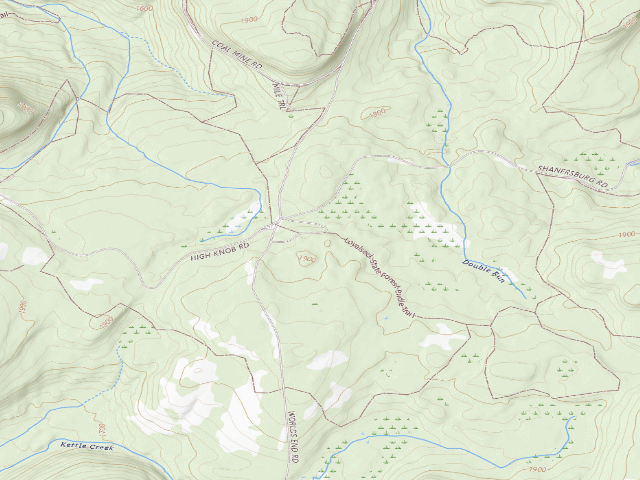 USGS topographic map of Loyalsock State Forest roadside campsite 215