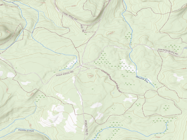 USGS topographic map of Loyalsock State Forest roadside campsite 216