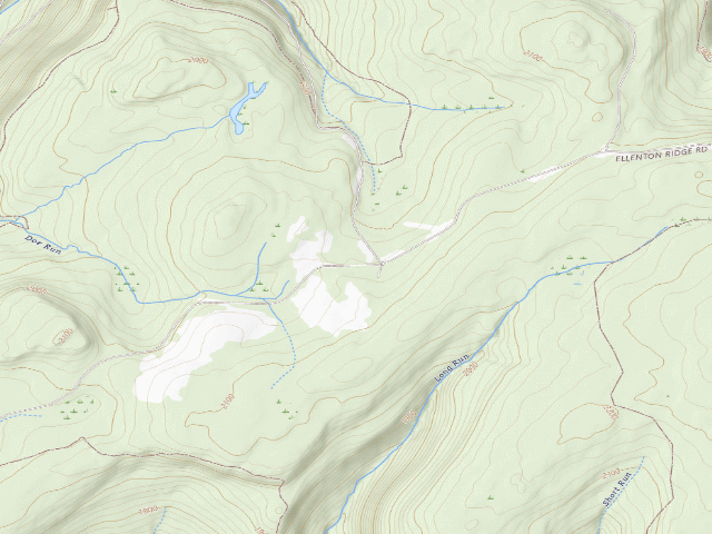 USGS topographic map of Loyalsock State Forest roadside campsite 360