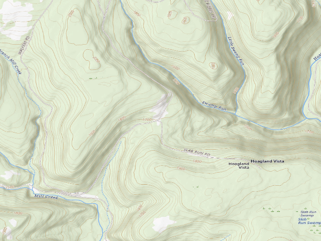 USGS topographic map of Loyalsock State Forest roadside campsite 392