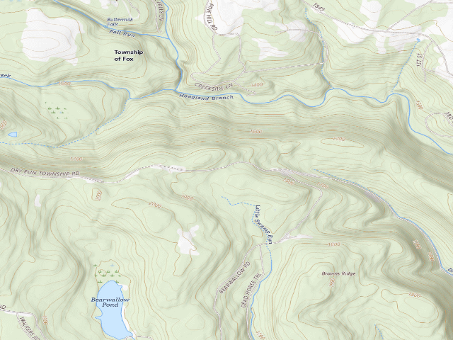 USGS topographic map of Loyalsock State Forest roadside campsite 401