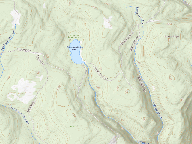 USGS topographic map of Loyalsock State Forest roadside campsite 426