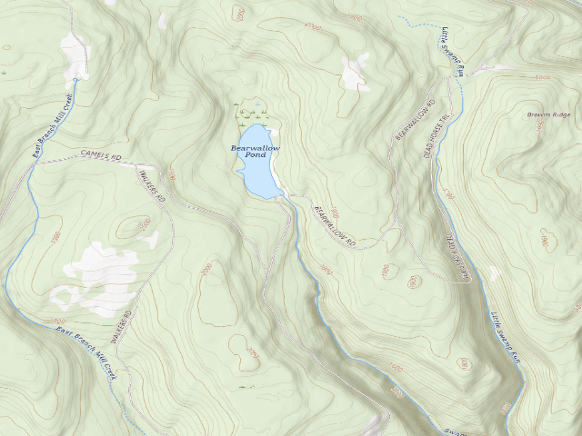 USGS topographic map of Loyalsock State Forest roadside campsite 432