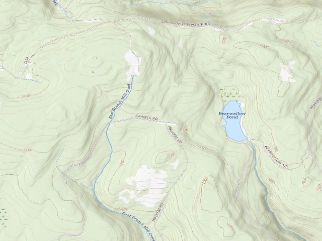 USGS topographic map of Loyalsock State Forest roadside campsite 470