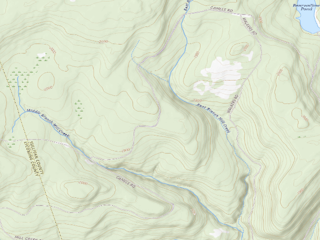 USGS topographic map of Loyalsock State Forest roadside campsite 475
