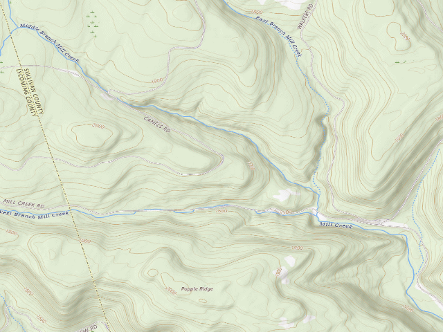 USGS topographic map of Loyalsock State Forest roadside campsite 486