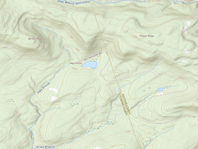 USGS topographic map of Loyalsock State Forest roadside campsite 495