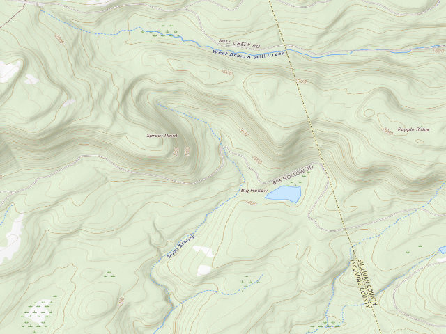 USGS topographic map of Loyalsock State Forest roadside campsite 497