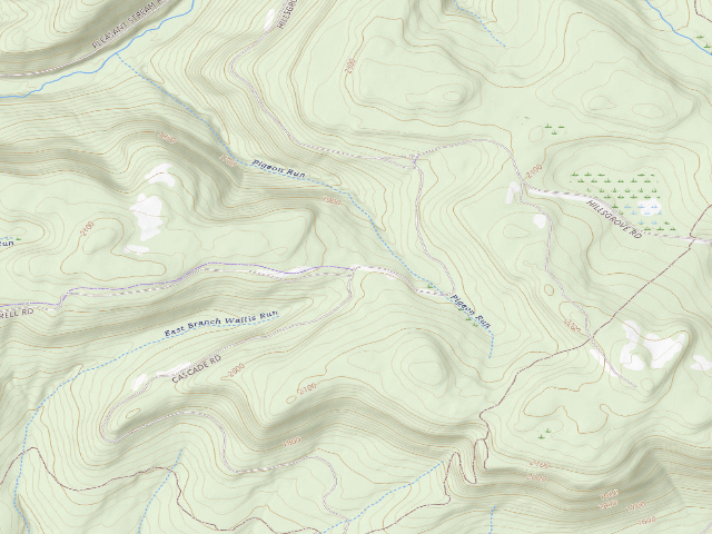 USGS topographic map of Loyalsock State Forest roadside campsite 500