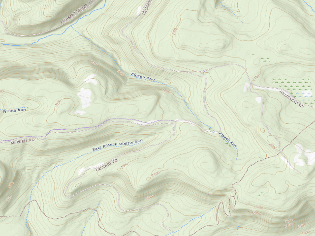 USGS topographic map of Loyalsock State Forest roadside campsite 501 (Large cleared walk-in site)
