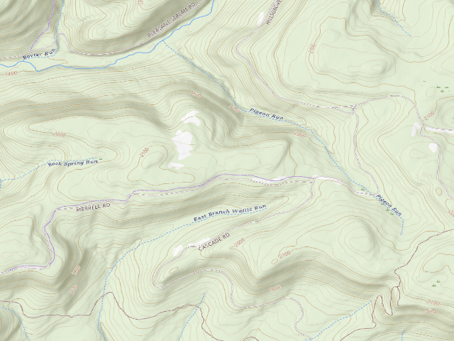 USGS topographic map of Loyalsock State Forest roadside campsite 502