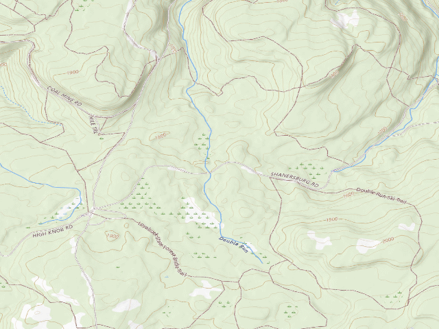 USGS topographic map of Loyalsock State Forest roadside campsite 600