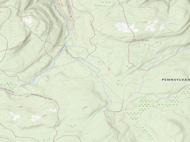 USGS topographic map of Loyalsock State Forest roadside campsite 635