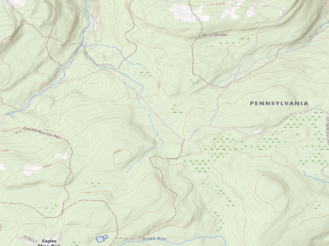 USGS topographic map of Loyalsock State Forest roadside campsite 640