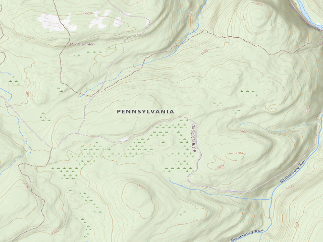 USGS topographic map of Loyalsock State Forest roadside campsite 660