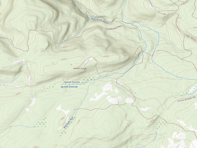 USGS topographic map of Loyalsock State Forest roadside campsite 711