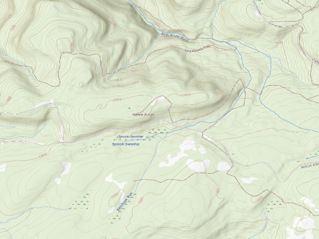 USGS topographic map of Loyalsock State Forest roadside campsite 712