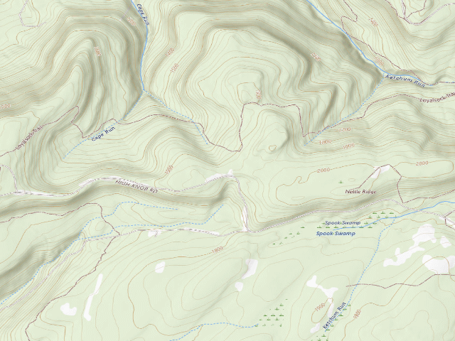 USGS topographic map of Loyalsock State Forest roadside campsite 720