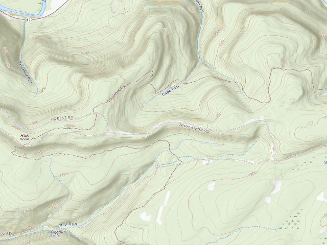 USGS topographic map of Loyalsock State Forest roadside campsite 723