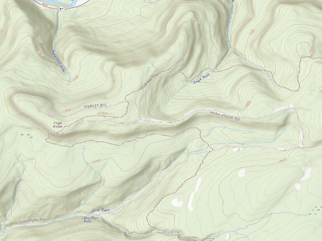 USGS topographic map of Loyalsock State Forest roadside campsite 724