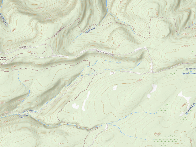 USGS topographic map of Loyalsock State Forest roadside campsite 730