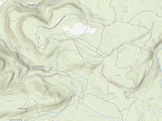 USGS topographic map of Loyalsock State Forest roadside campsite 751