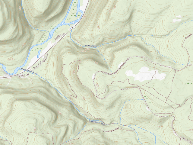 USGS topographic map of Loyalsock State Forest roadside campsite 779