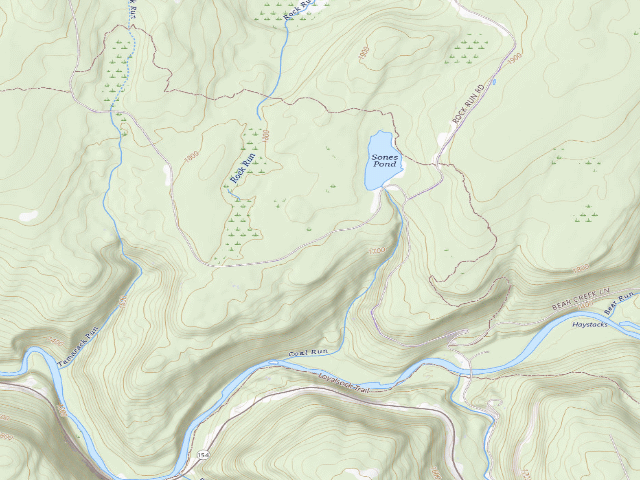 USGS topographic map of Loyalsock State Forest roadside campsite 911