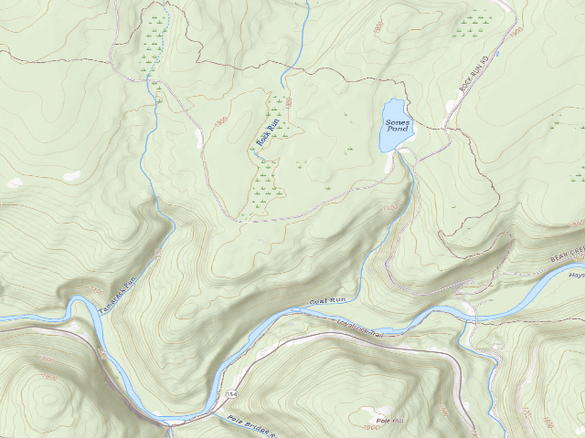 USGS topographic map of Loyalsock State Forest roadside campsite 920