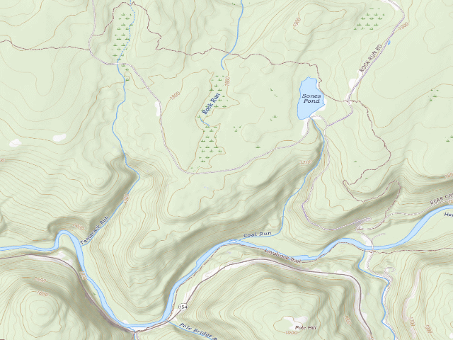 USGS topographic map of Loyalsock State Forest roadside campsite 923