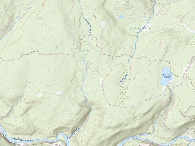 USGS topographic map of Loyalsock State Forest roadside campsite 925