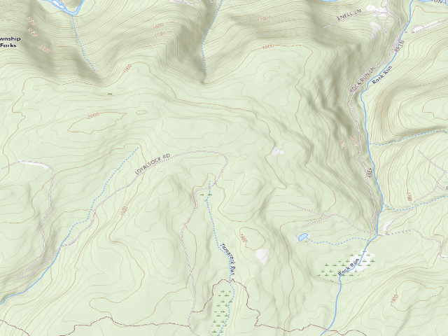 USGS topographic map of Loyalsock State Forest roadside campsite 947