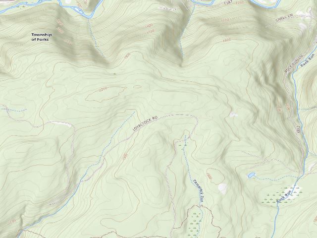 USGS topographic map of Loyalsock State Forest roadside campsite 950