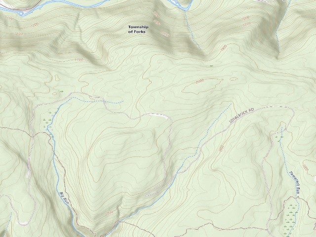 USGS topographic map of Loyalsock State Forest roadside campsite 955
