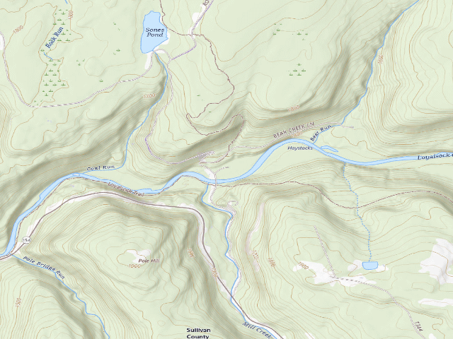USGS topographic map of Loyalsock State Forest roadside campsite 971