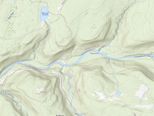 USGS topographic map of Loyalsock State Forest roadside campsite 980