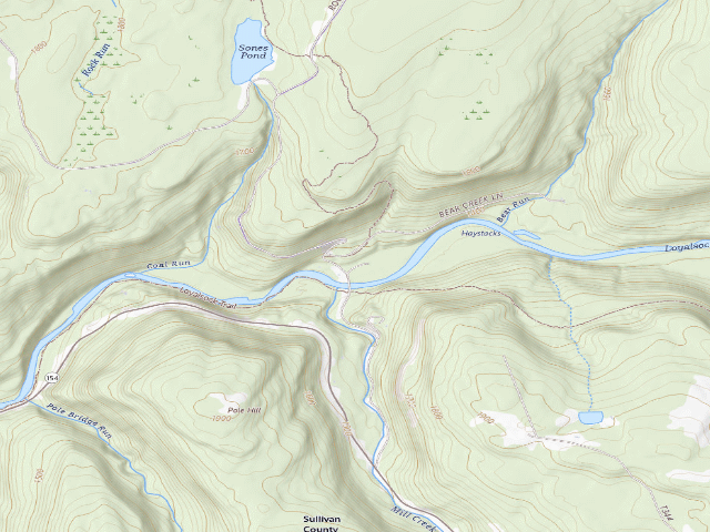 USGS topographic map of Loyalsock State Forest roadside campsite 990