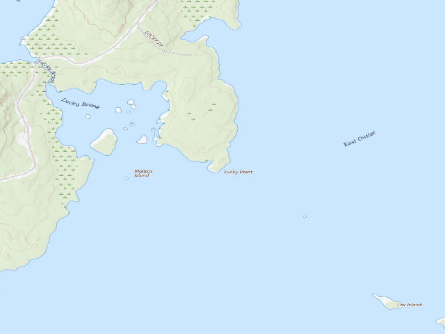 USGS topographic map of Lucky Point (Moosehead Lake Shoreline Public Land)