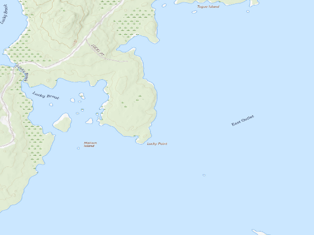 USGS topographic map of Lucky Shore (Moosehead Lake Shoreline Public Land)